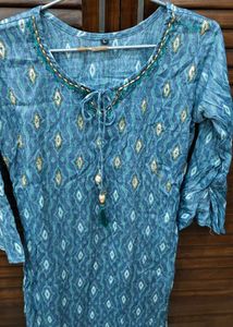 Blue Ikat Print Kurta