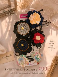 Handmade Floral Hair Clips - Set of 6