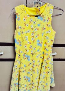 Yellow Floral Print Mini Dress