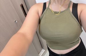 Olive Green Cropped Halter Top