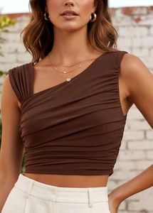 Stylish Ruched One-Shoulder Crop Top