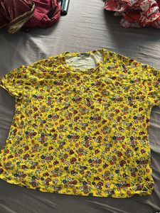 Zara Yellow Floral Print T-Shirt