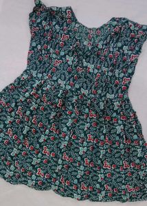 Green Floral Print Summer Dress