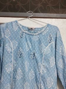 Light Blue Printed Kurta