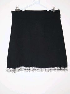 Rare Pearl-beaded Black Skirt