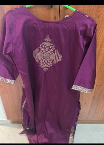 Purple Embroidered Kurta and Annabelle shirt