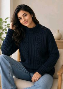 Classic Navy Cable Knit Sweater