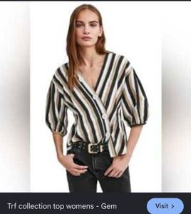 ZARA Striped Wrap Top with Buttons