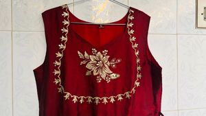 Elegant Maroon Embroidered Kurta Set