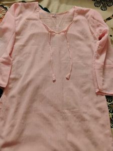 Light Pink Tie-Neck Kurta