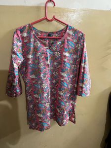 Pink Floral Print Kurta