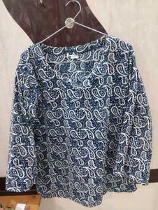 Blue Paisley Print Kurta Top