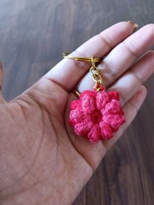 Crochet cute Fluffy flower keychain
