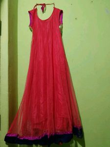 Elegant red &amp; Navy Anarkali Gown