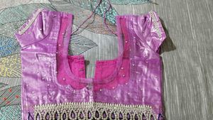 heavy purple sari with blouse and petticot