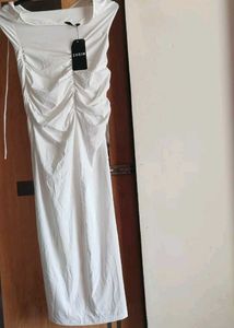 White Ruched Maxi Dress