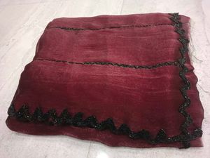Elegant Maroon Saree with Black  hand work