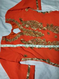 Orange Kurta with Gold Embellishments