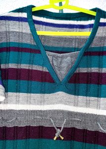 Multi Colour Woollen Long Sweater