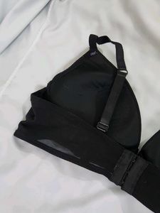 Floral Embroidered Black Bra