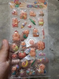 set of two Cute capybara Stickers - 3D Fun