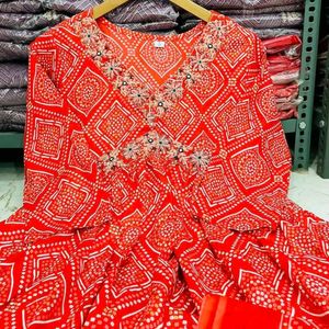 Vibrant Red Ethnic Afghani Style Kurta Set