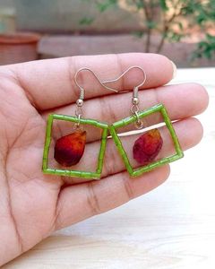 Unique Red Petal Drop Earrings
