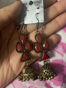 Set Of 2 Antique Finish Earrings