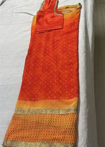 Orange &amp; Yellow Saree with Blouse