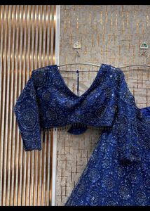 Stunning Blue Embroidered Lehenga Choli