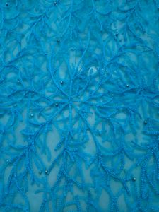 Dark Sky Blue Net Cloth With Pearls