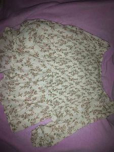 (with Free perfume) Floral Print Puff Sleeve Top