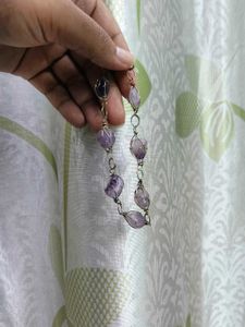Boho Amethyst wire wrapped Necklace + bracelet