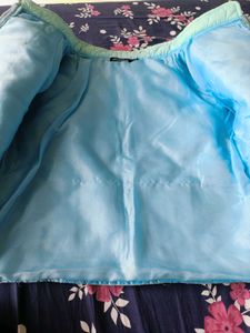 Baby Blue Quilted Bomber Jacket