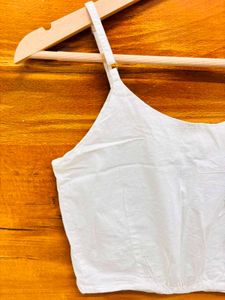 White Spaghetti Strap Crop Top
