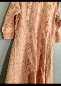 Elegant Peach Floral Anarkali Kurti