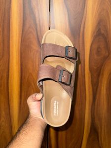 Aqualite Brown Buckle Slides | Size Uk7