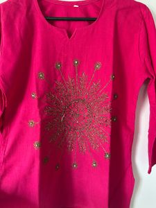 Embroidered Pink Kurta