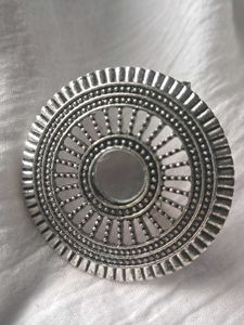 Vintage Oxidized Silver Round Mirror Ring