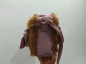 brown fur sling bag