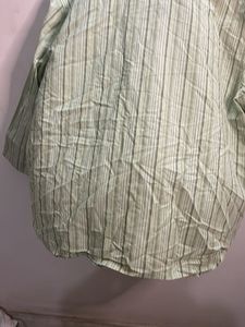 Green Striped Button-Up Shirt