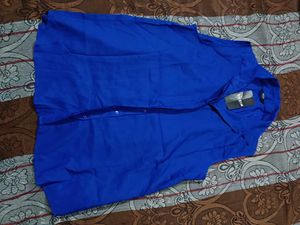 Shein Blue Sleeveless Collared Shirt