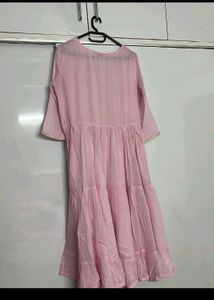 Pretty Pink Kurta with Embellished Neckline