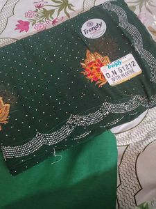 Green Embroidered Saree with Blouse