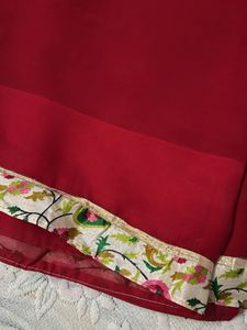Elegant Maroon Saree with Floral Border