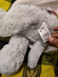 Cute Grey Teddy Bear with Rainbow Dress