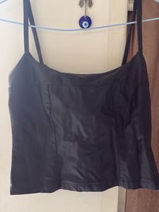 Sleek Black leather  Camisole Top