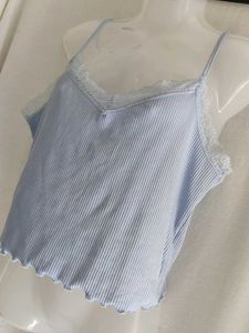 primark Cute Blue Ribbed Cami Top