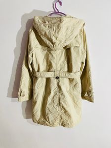 Beige Hooded Overcoat
