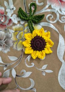 Handmade Crochet Sunflower Hair Clip